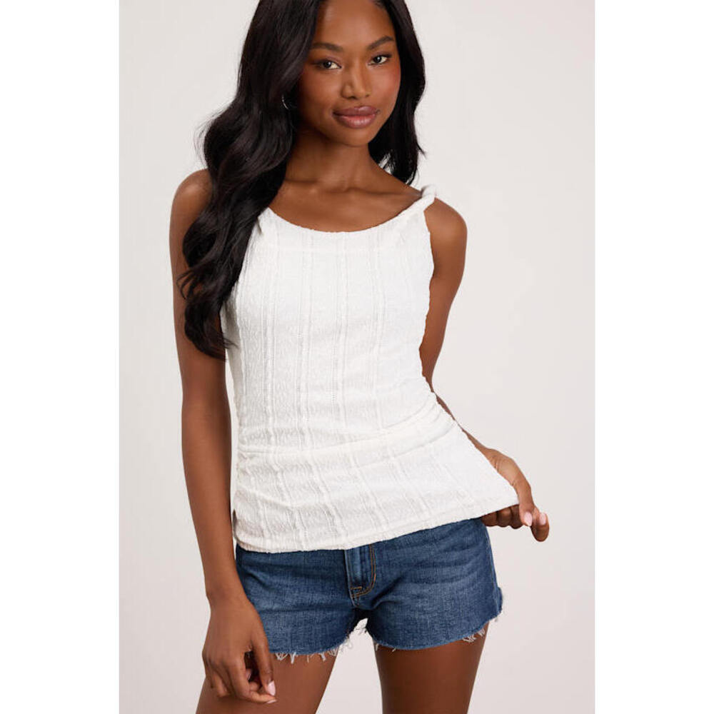 Lulus Roan White Lace Twist Strap Tank Top - Size L